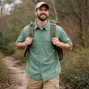 Wrangler Men's Green Short Sleeve Button Up Casual Shirt Cotton Size 2XL Trails
